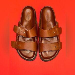 Jenni Kayne Hutton Slide Veg Tan Leather Sandal Brown EU 39 US 9 $399Retail READ